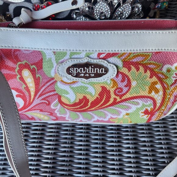 SPARTINA 449 ~ Sweetgrass Canvas with Leather Trims Crossbody Bag ~ EUC - Picture 5 of 6